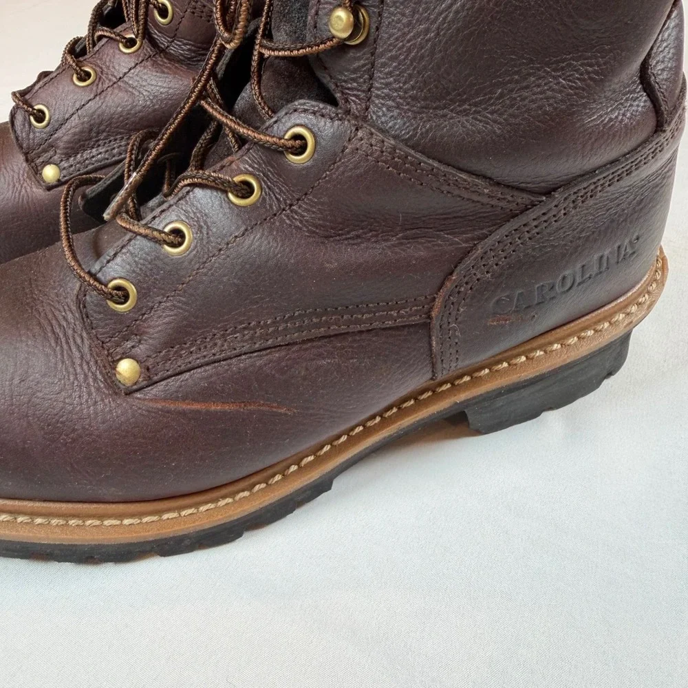 Carolina Mens 1821 Logger Work Boots Brown Leather Lace Up Steel Toe 11 D